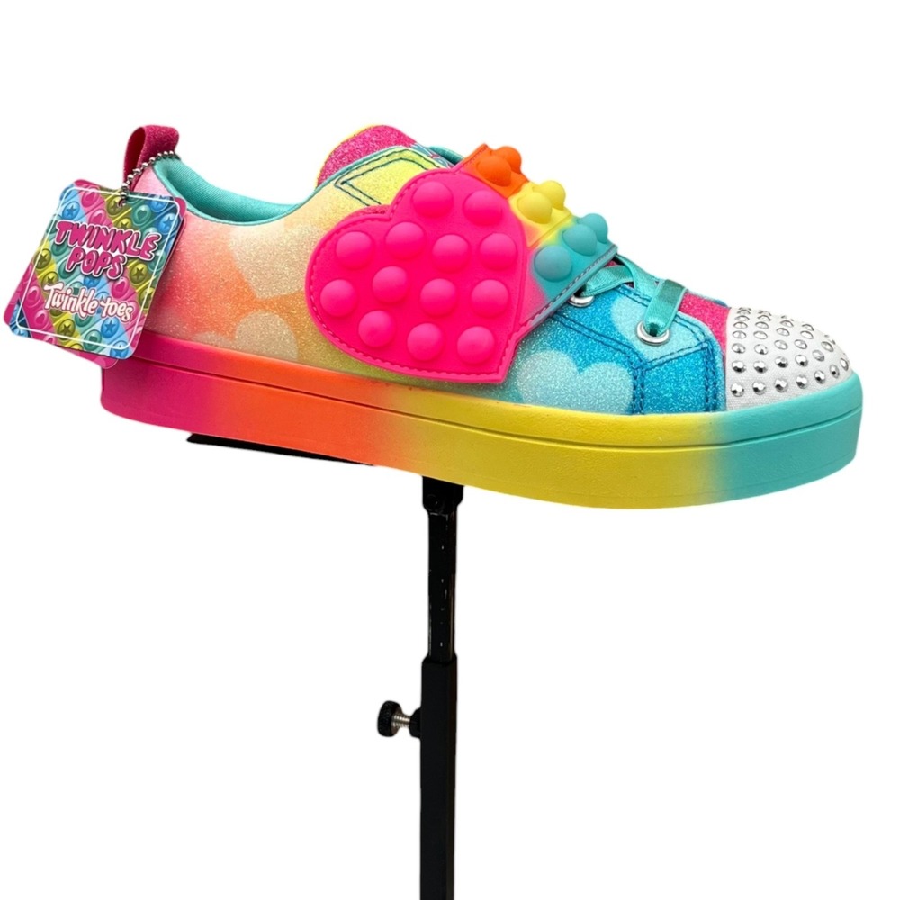 Skechers Twinkle Toes Big Girls Twi-Lites Heart Pops Shoe Size 2.5 Multi Slip-on
